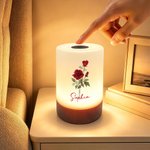 Luz nocturna personalizada con flor del mes de nacimiento, intensidad regulable, colores ajustables, control táctil, con nombre y mando a distancia; decoración para el dormitorio; regalo de cumpleaños