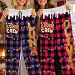 Gepersonaliseerde, kleurrijke kerstverlichting in ruitjespatroon – Pyjamabroek met peperkoekmannetje en naam – Kerstcadeau voor het hele gezin: voor kinderen, vrouwen en mannen