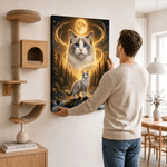 Gepersonaliseerde canvasafdrukken met foto’s van huisdieren onder een sterrenhemel en een betoverende maan, voorzien van naam – woondecoratie, verzonden vanuit de VS – herdenkingscadeau voor eigenaren