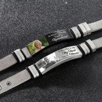 Personalised Sentimental Photo Adjustable Bracelet with Engraved Text Loss Memorial Sympathy Anniversary Gift for Family Friend