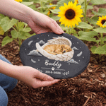Personalised Angel Wings Pet Photo Garden Stone with Name and Year Memorial Sympathy Gift for Pet Owner Lover