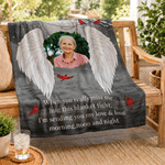 Coperta morbida personalizzata “Ali d’angelo – Un abbraccio dal cielo” con foto: oggetto d’arredo per la casa, regalo commemorativo e di cordoglio per la famiglia