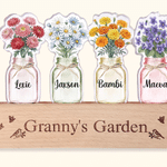 Personalized 1-6 Birth Flowers LED Night Light with Name and Wooden Base Bedroom Decor Birthday Gift for Grandma Mom
