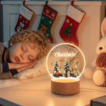Personalised 3D-Style Artwork Woodland Animal LED Night Light with Name and Seven-Color Light Christmas Gift for Kids New Parents