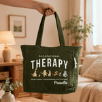 Personalized Classic Winnie the Pooh Occupational Therapy Large Capacity Corduroy Tote Bag with Name and Text Anniversary Birthday Gift for Women