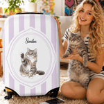 Personalized Watercolor Style Pet Photo Suitcase Cover with Name Fits 18-32 Inches Suitcase Travel Birthday Gift for Friends Besties