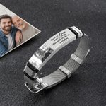 Personalised Sentimental Photo Adjustable Bracelet with Engraved Text Loss Memorial Sympathy Anniversary Gift for Family Friend