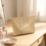 Personligt mångfärgat broderat namn Corduroy Makeup Bag Daglig användning Resa Essential Bröllop Jubileum Present till henne