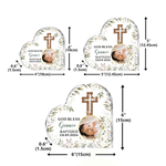 Personalised Kid Baptism Photo Cross God Bless Flower Heart-Shaped Acrylic Plaque with Name and Date Home Decor Baptism Catholic Gift for Newborn