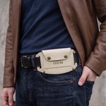 Personalized Vintage PU Leather Belt Wallet Card Holder with Engraved Name Father's Day Birthday Gift for Men Husband Dad