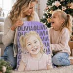 Borsa regalo personalizzata con cordoncino, con foto su tela in stile acquerello e nome, regalo per la festa della vigilia di Natale per bambini