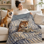Personalised Oil Painting Style Pet Photo Soft Throw Blanket with Name Home Decor Birthday Gift for Pet Owner Lover