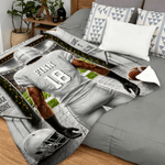 Personalized Football Player Back View Soft Throw Blanket with Name and Number Home Decor Game Day Birthday Gift for Football Player Lover