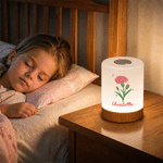 Personalised Birth Flower Dimmable Touch Control Rechargeable Night Light with Name Adjustable Colour Bedroom Decor Birthday Gift for Children