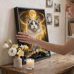 Gepersonaliseerde canvasafdrukken met foto’s van huisdieren onder een sterrenhemel en een betoverende maan, voorzien van naam – woondecoratie, verzonden vanuit de VS – herdenkingscadeau voor eigenaren