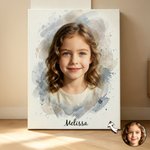 Lienzos fotográficos personalizados con retratos al estilo acuarela e inscripción Regalo de inauguración de casa o de cumpleaños para familiares