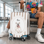 Personalized Watercolor Style Pet Photo Suitcase Cover with Name Fits 18-32 Inches Suitcase Travel Birthday Gift for Friends Besties