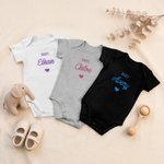 Personalized Multicolor Embroidered Heart Pattern 100% Cotton Baby Bodysuit with Name Birthday Baby Shower Gift for Newborns Parents