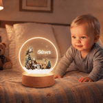 Personalised 3D-Style Artwork Woodland Animal LED Night Light with Name and Seven-Color Light Christmas Gift for Kids New Parents