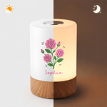 Personalised Birth Flower Dimmable Touch Control Rechargeable Night Light with Name Adjustable Colour Bedroom Decor Birthday Gift for Children