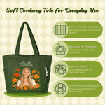 Personalised Birth Flower 3D-Effect Artwork Photo Large Capacity Corduroy Tote Bag with Name Anniversary Birthday Gift for Women Best Friend