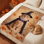 Coperta morbida personalizzata con foto del proprio animale domestico a tema Halloween “Fantasma di zucca”, con nome, decorazione festiva, regalo di Halloween per gli amanti degli animali