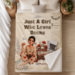 Personalized Birth Flower 3D-Effect Artwork Cartoon Photo Soft Throw Blanket with Name and Text Book Club Birthday Gift for Book Lovers Friends