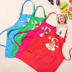 Personalised Cute Cartoon Illustration Style Apron and Chef Hat Set with Name and Photo Baking Party Birthday Gift for Kids Children