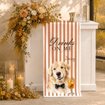 Personalized Cute Pet Portrait Striped Table Runner with Name and Photo Wedding Decor Wedding Gift for Bride Groom