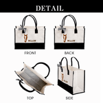 Personalised Horse-Head Silhouette Photo Canvas Tote Bag Linen Makeup Bag with Name Shopping Travel Daily Use Birthday Gift for Horse Owners Women