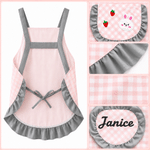 Personalized Multicolor Plaid Ruffle‑Trim 100% Cotton Apron with Name and Pocket Back to School Birthday Gift for Kids Girls
