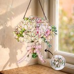 Personalised Wedding Bouquet Photo Stained Glass Effect Acrylic Suncatcher Ornament Home Decor Wedding Gift for Bride Newlywed