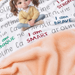 Personalised 3D-Effect Artwork Cartoon Character Hooded Blanket with Photo and Name Home Decor Encouragement Birthday Gift for Family Kids