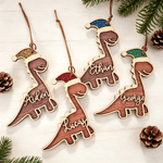 Personalised Name Dinosaur Christmas Ornament with Glitter Santa Hat Christmas Gift for Kids Boys
