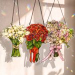 Personalized Wedding Bouquet Photo Stained Glass Effect Acrylic Suncatcher Ornament Home Decor Wedding Gift for Bride Newlywed