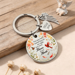 Personalized Angel Wings Cardinal Stainless Steel Keychain with Name and Photo Memorial Gift for Family Friends