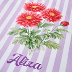 Personalised Multicolour Birth Flower Striped Large Capacity Canvas Tote Bag with Name Daily Use Birthday Gift for Women