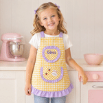 Personalized Multicolor Plaid Ruffle‑Trim 100% Cotton Apron with Name and Pocket Back to School Birthday Gift for Kids Girls