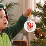 Personalized Cute Santa Claus Initial Ceramic Christmas Ornament with Name and Year Tree Decor Christmas Gift for Family Friends