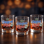 Personalised 3D-Effect Artwork Mahjong Crown Themed Durable 10 oz Whisky Glass with Name Birthday Party Anniversary Gift for Man Woman
