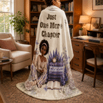 Personalized Birth Flower 3D-Effect Artwork Cartoon Photo Soft Throw Blanket with Name and Text Book Club Birthday Gift for Book Lovers Friends