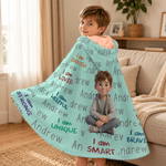 Personalised 3D-Effect Artwork Cartoon Character Hooded Blanket with Photo and Name Home Decor Encouragement Birthday Gift for Family Kids