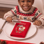 Personalized Cute Santa Claus Initial 100% Cotton Red Napkin with Name Table Decor Christmas Gift for Family Friends