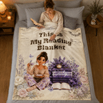 Personalized Birth Flower 3D-Effect Artwork Cartoon Photo Soft Throw Blanket with Name and Text Book Club Birthday Gift for Book Lovers Friends