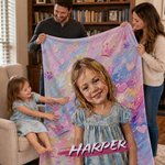 Couverture photo personnalisée pour enfants avec prénom et couronne « graffiti », style peinture à l'huile – Couvre-lit, cadeau d'anniversaire pour garçons et filles