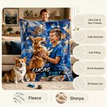 Personalized Graffiti Style Oil Painting Photo Soft Throw Blanket with Name Home Decor Birthday Gift for Pet Owners Lovers