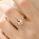 Personalized Heart Angel Wing Sterling Silver Ring with Engraved Name Dainty Jewelry Birthday Anniversary Gift for Mom Grandma