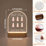 Personalized Nail Shape Type Design Acrylic LED Night Light with Shop Name and Wooden Base Table Decor Nail Salon Opening Gift for Nail Artist