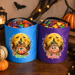 Personalisierte Halloween-Tasche im Kürbis-Design mit LED-Beleuchtung und Namensaufdruck – Halloween-Geschenk für Kinder zum „Süßes oder Saures“-Spielen