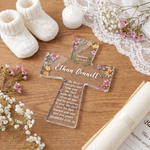 Personalised Baby Baptism Bible Verse Cross Acrylic Plaque with Name and Date Home Decor Baptism Catholic Gift for Newborn